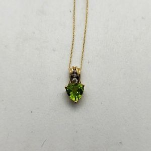 10k Pendant Yellow Gold Green Stone CZ